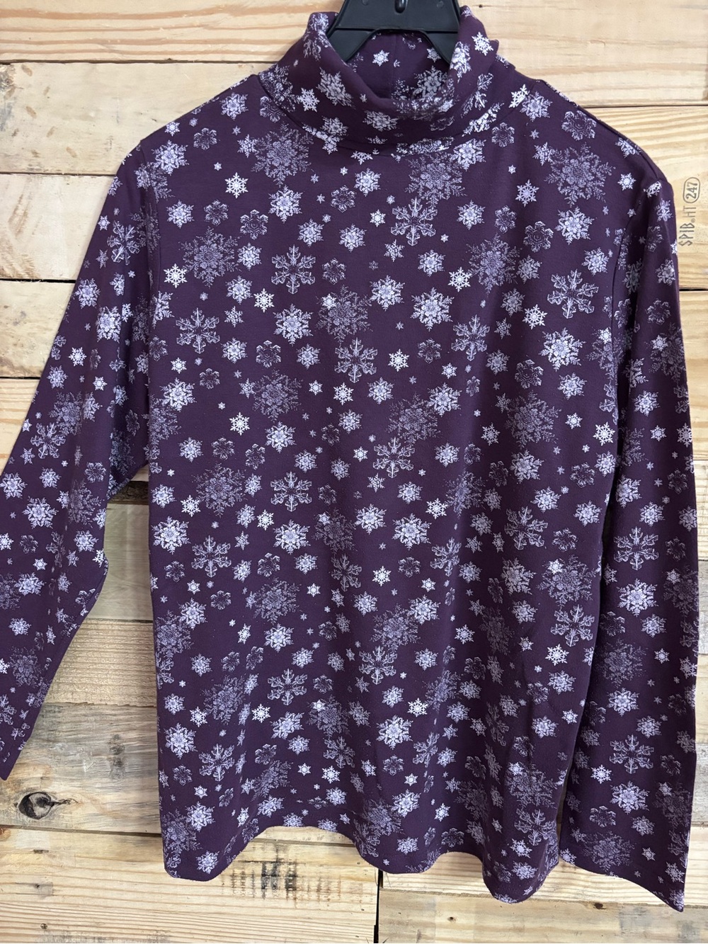 Falls Creek Purple Snowflake Turtleneck Top